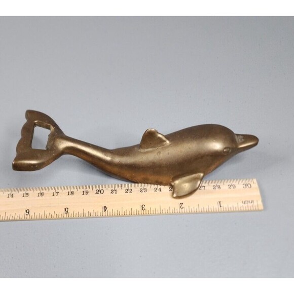 Vintage Brass Dolphin Soda Beer Bottle Opener 6” inch - Picture 8 of 8